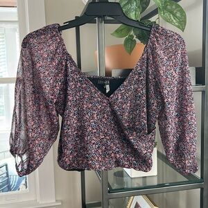 Only worn once! 1. State floral crop top with sheer sleeve